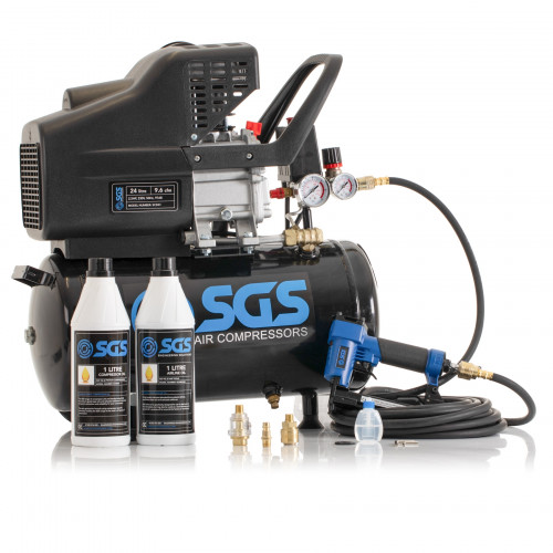 SGS 24升直接驱动空气压缩机和短钉枪套件- 9.6CFM 2.5HP 24L