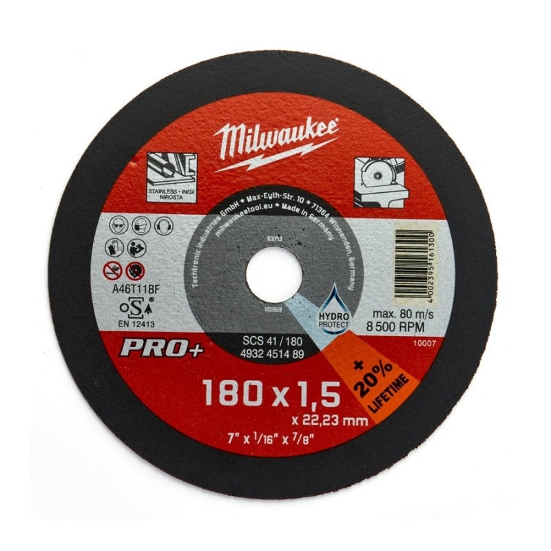 密尔沃基4932451489金属切割盘- 180mm x 1.5mm PRO+薄20%寿命