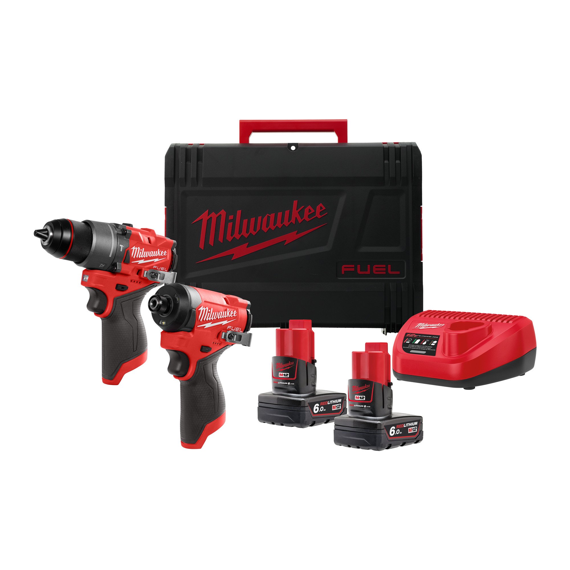 密尔沃基M12FPP2A2-602X M12 FUEL™12V GEN2 COMBI钻头和冲击驱动器套件-2x 6AH电池，充电器和盒子