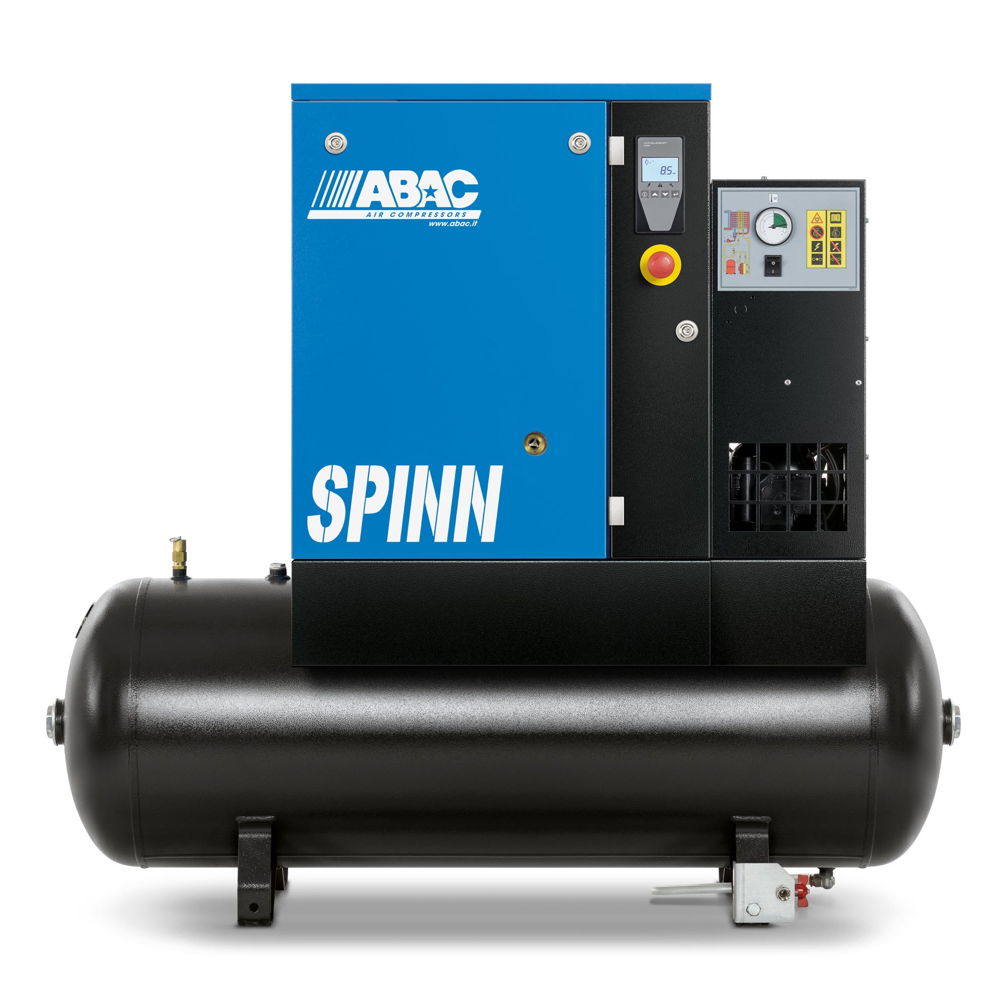 ABAC 4152054973螺杆空气压缩机- SPINN4E 10 400/50K 270 E CE接收器安装干燥机270 l 18.2 cfm 10条5.5 hp
