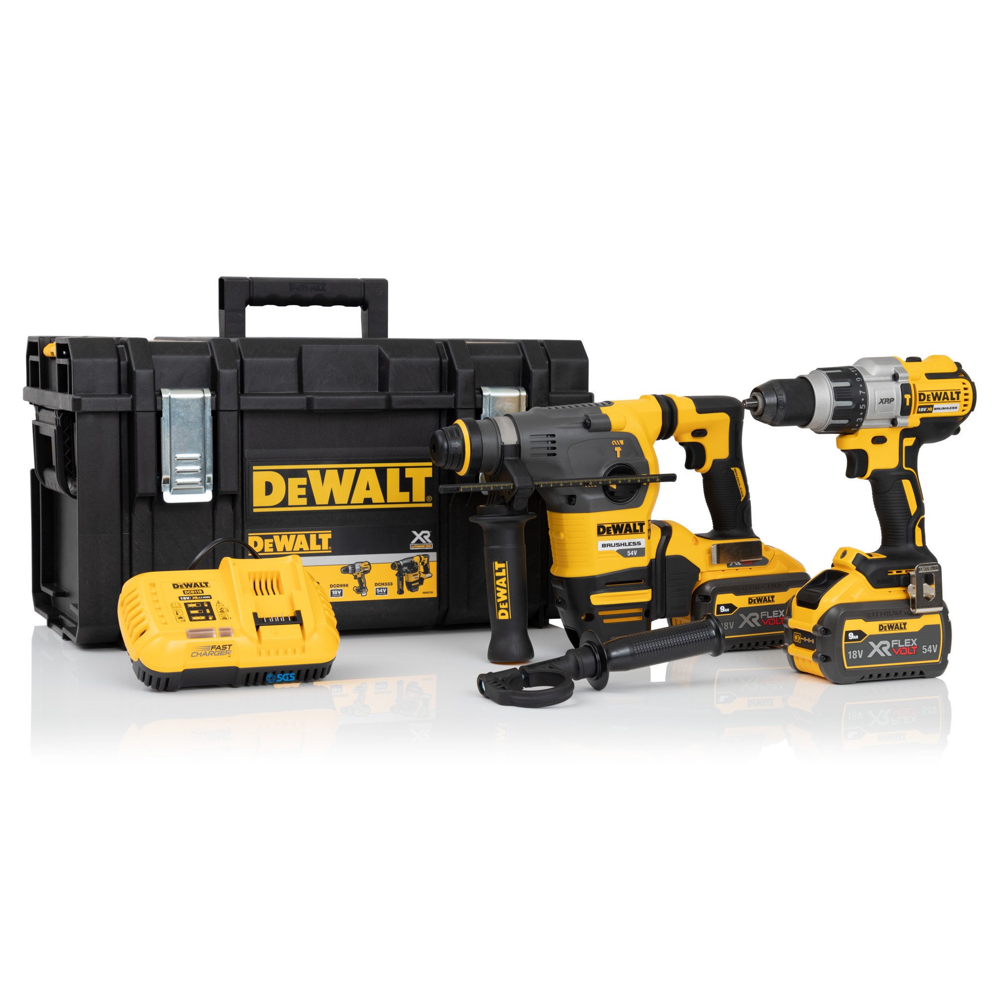 DeWalt DCK2033X2 -GB 18V Combi Drill and SDS+钻头套件-2x 9AH电池，充电器和硬质系统盒
