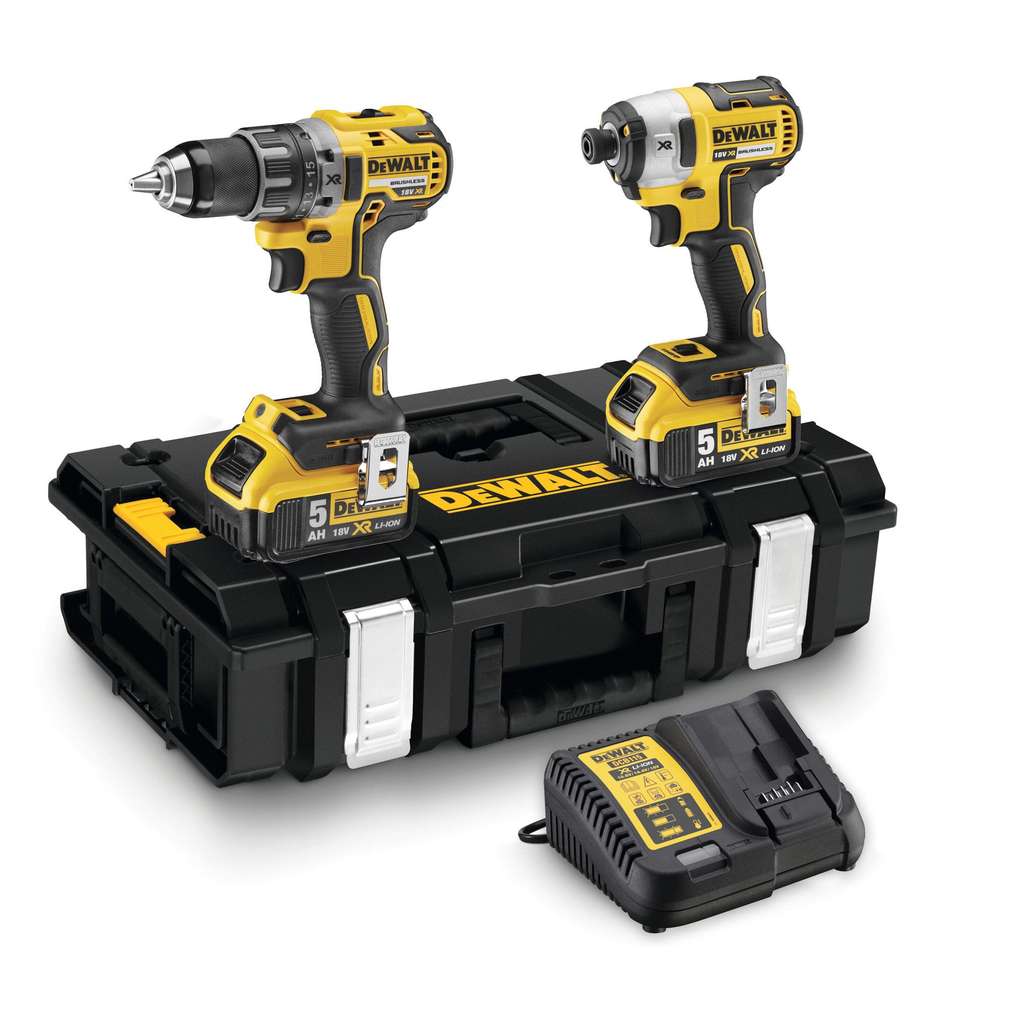 DEWALT DCK266P2 -GB 18V XR COMBI钻头和冲击驱动器-2x 5AH电池，充电器和硬质系统盒