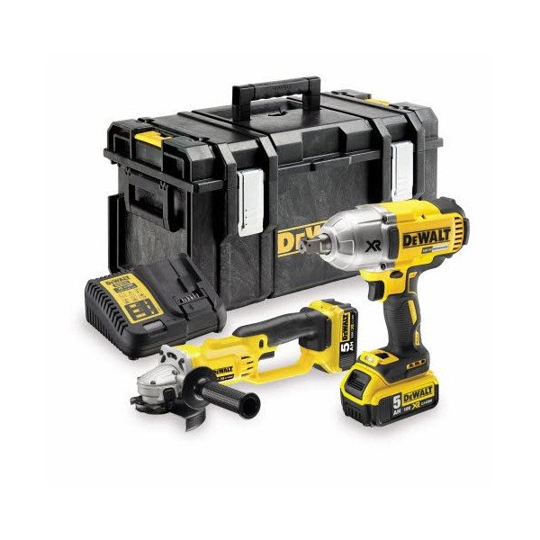 DEWALT DCK269P2 18V冲击扳手和角度研磨机套件-2x 5AH电池，充电器和盒子