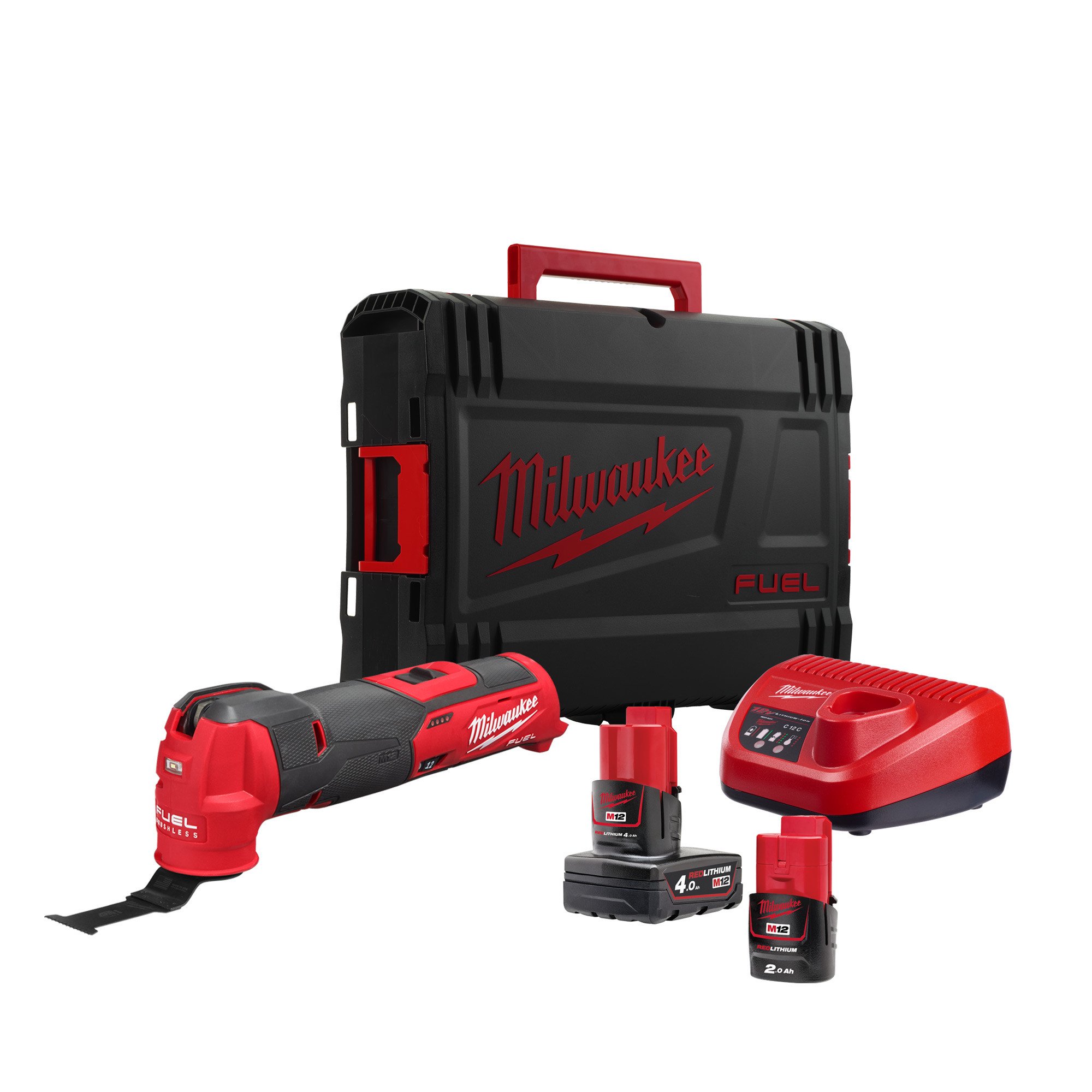 密尔沃基M12FMT-422X M12 FUEL™12V多工具套件- 2Ah/4Ah电池，充电器和机箱