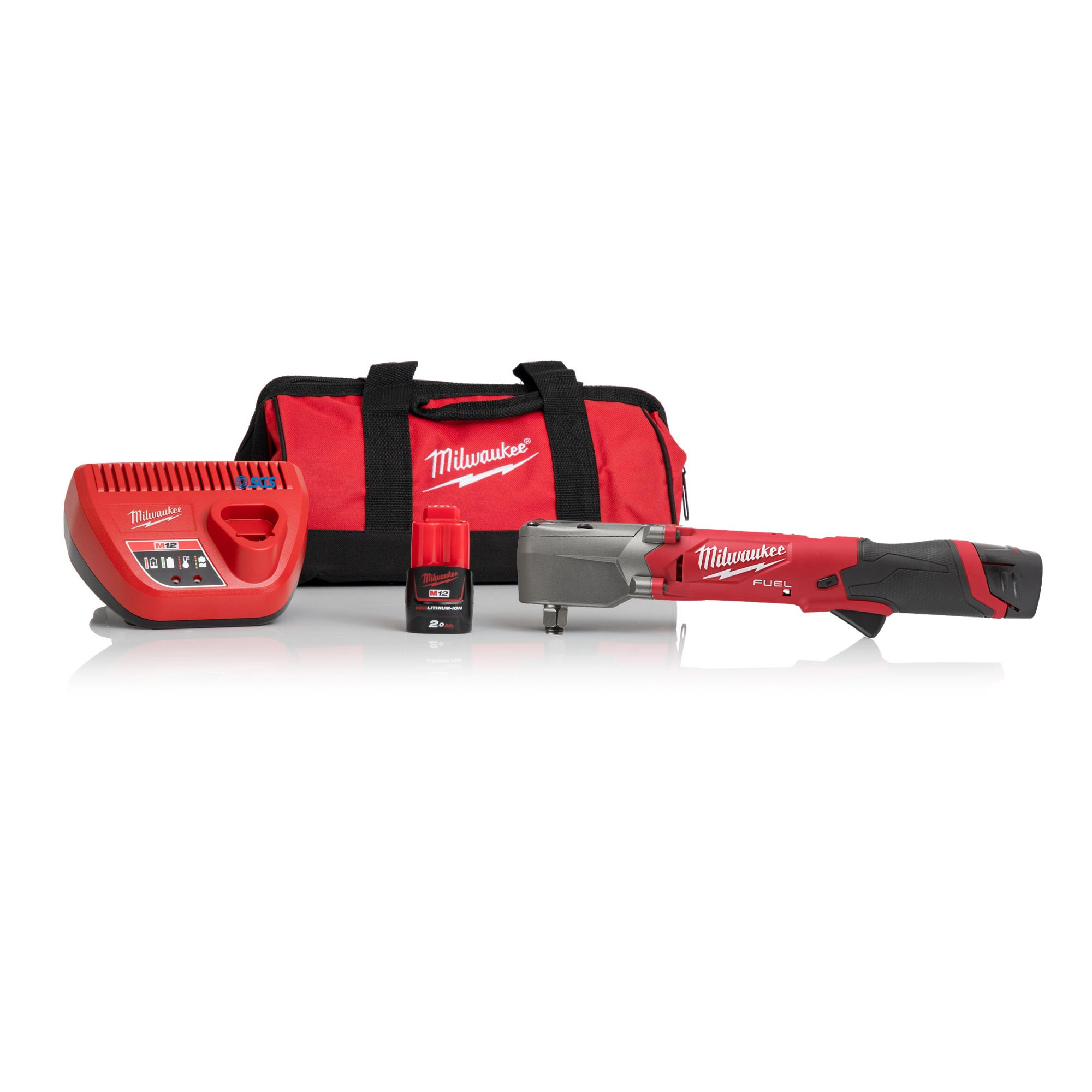 Milwaukee M12FRAIWF12-202B FUEL™1/2直角冲击扳手2 x 2Ah电池和充电器