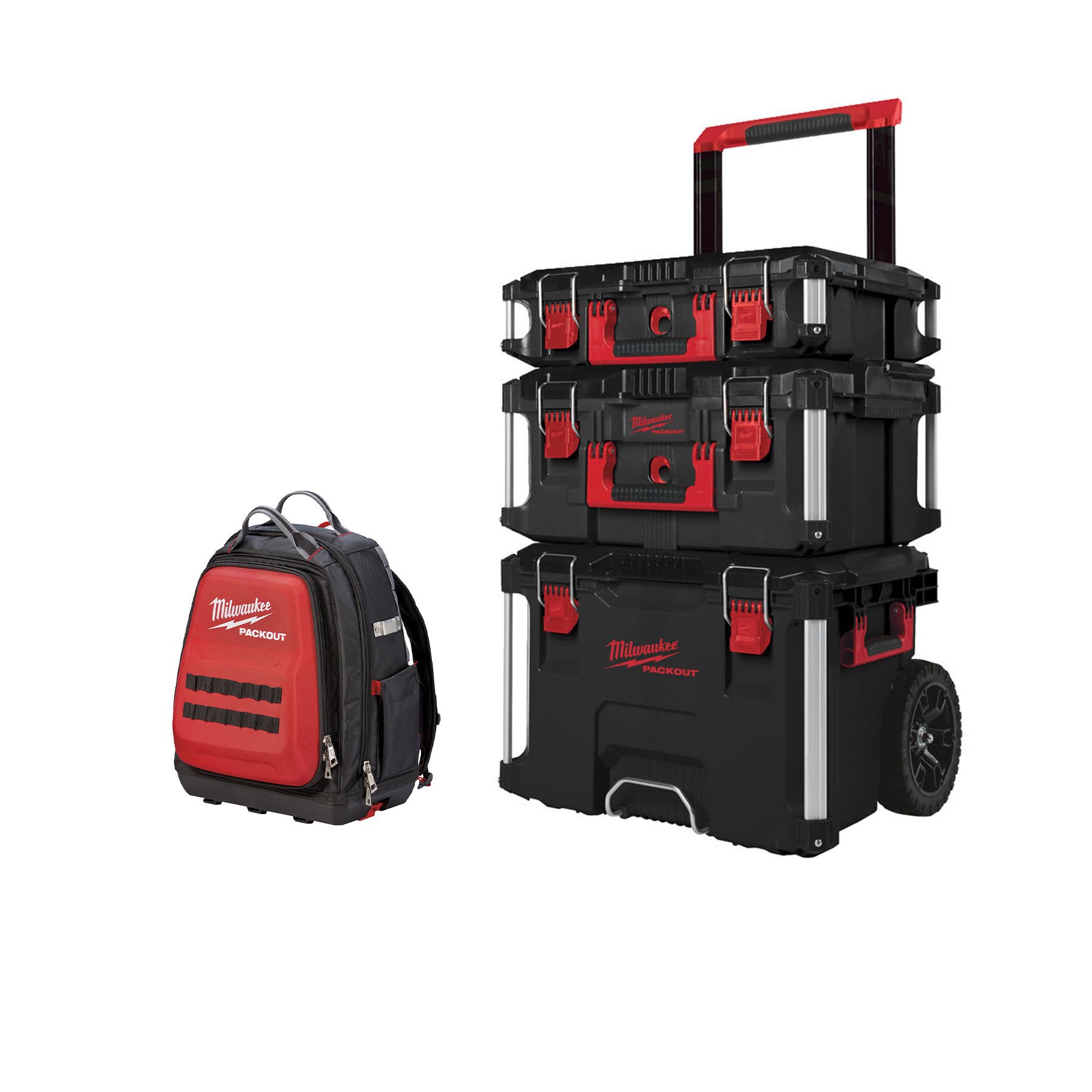 密尔沃基PACKOUT™包3块工具箱系统和背包