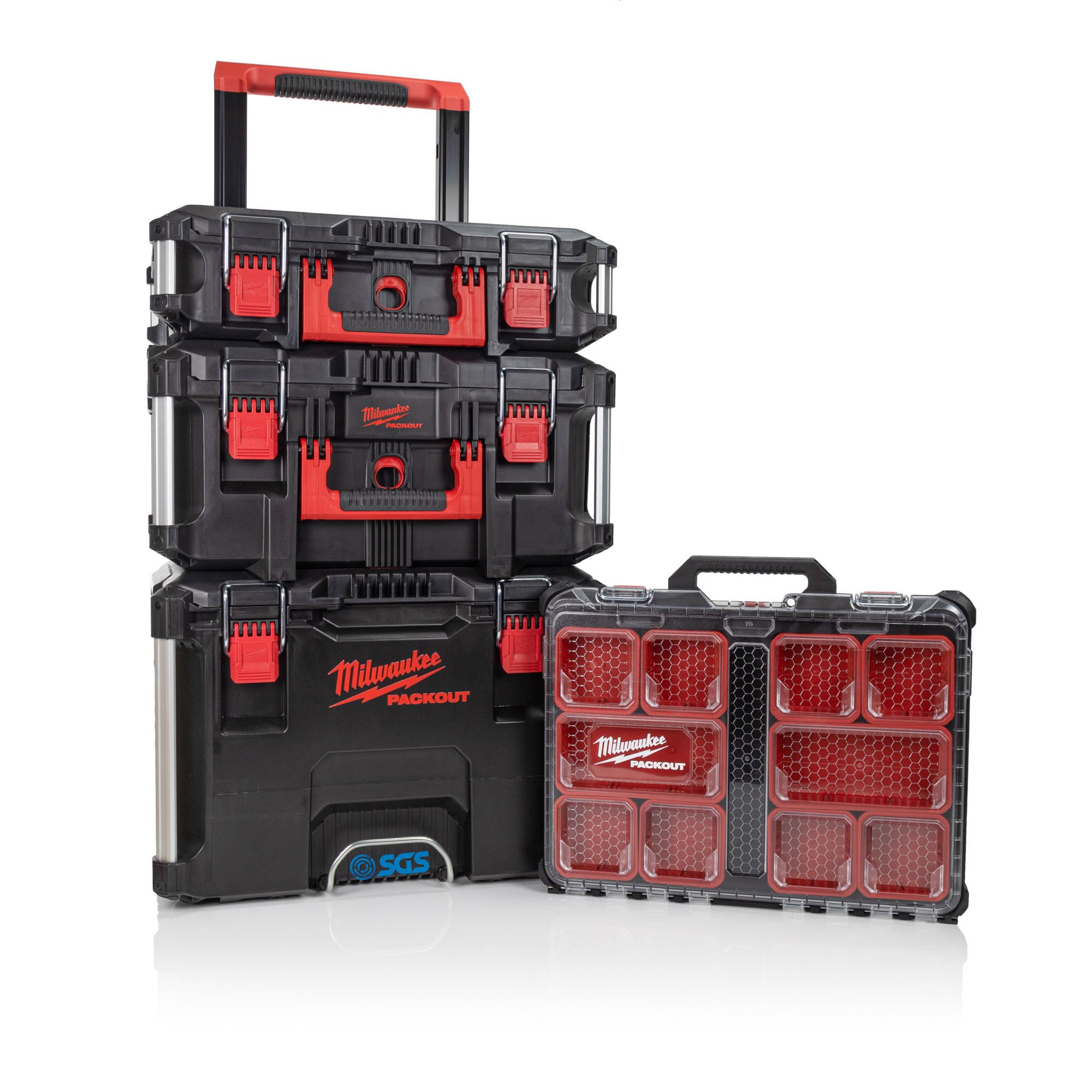 密尔沃基PACKOUT™包3块工具箱系统和苗条的组织者