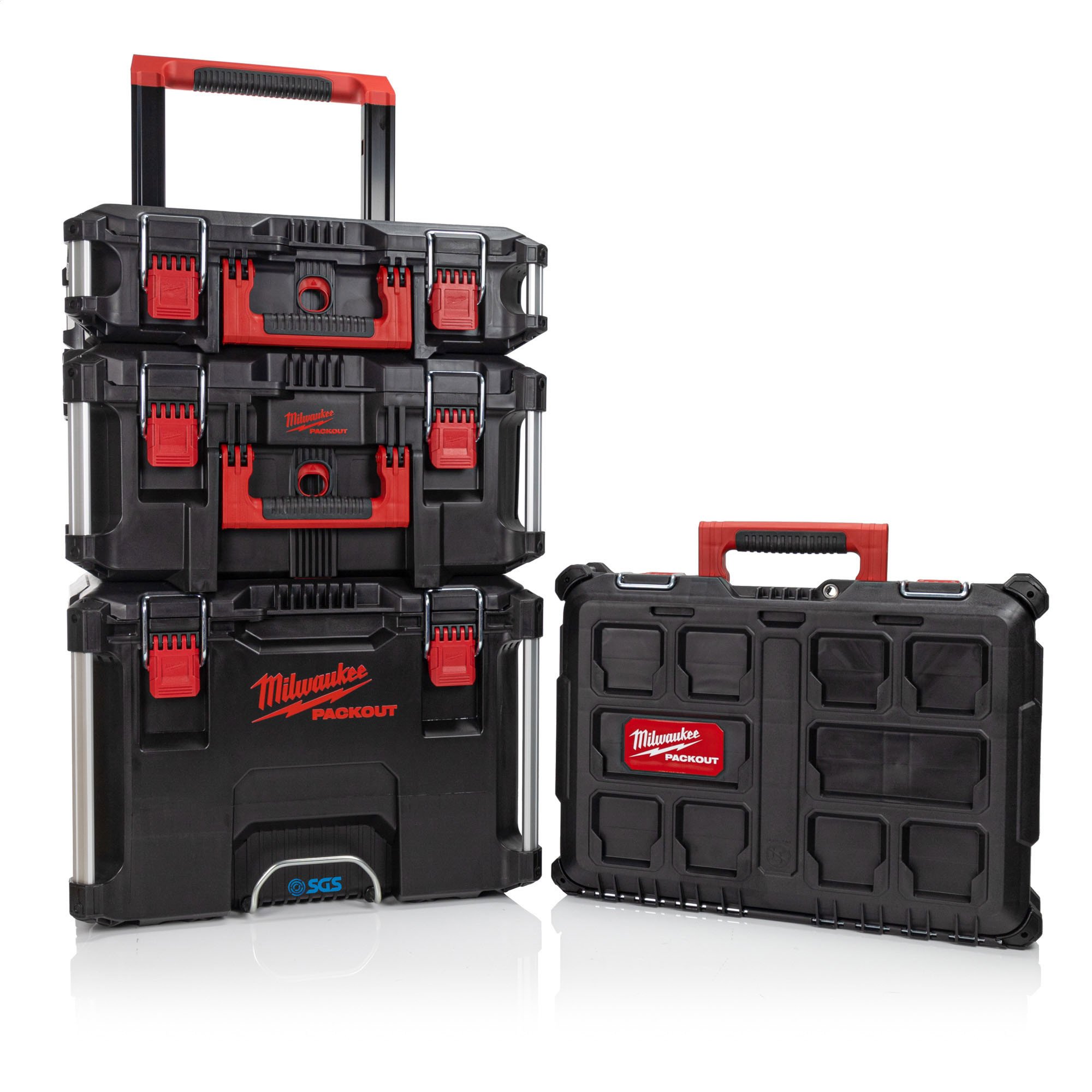 密尔沃基Packout束用3块工具箱系统工具在1和3例