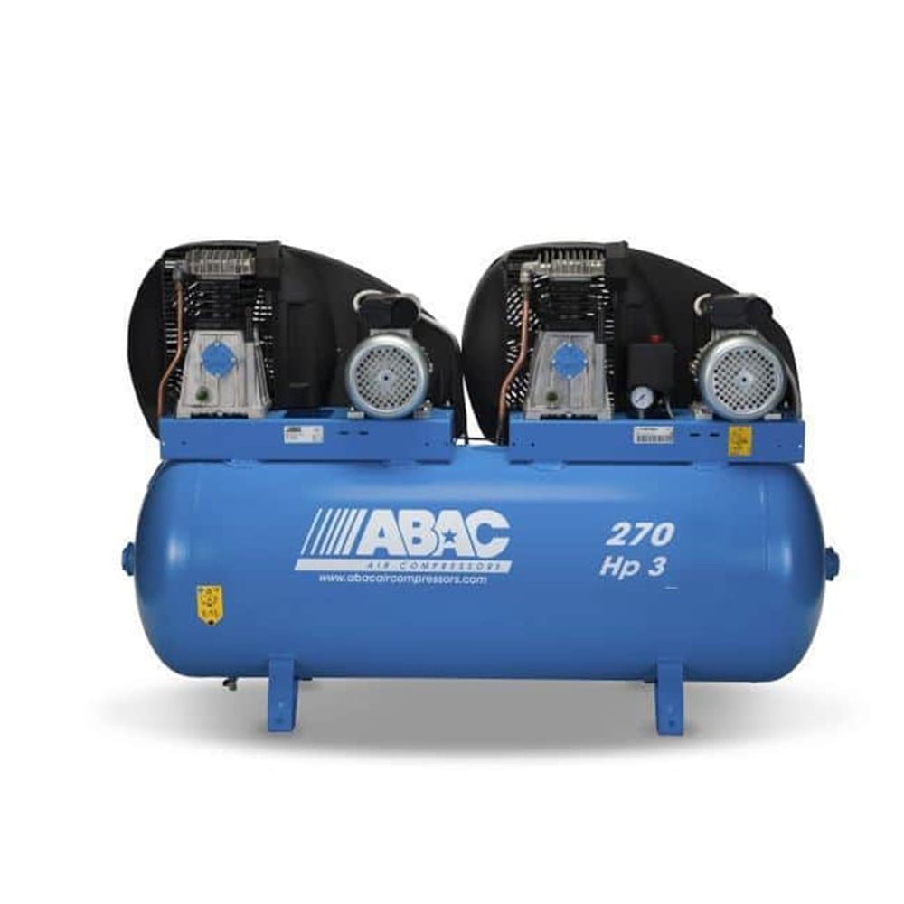 Abac Pro A39 270 FM3串联空气压缩机2 x 3HP 20.2CFM（FAD）270 LTR接收器230V