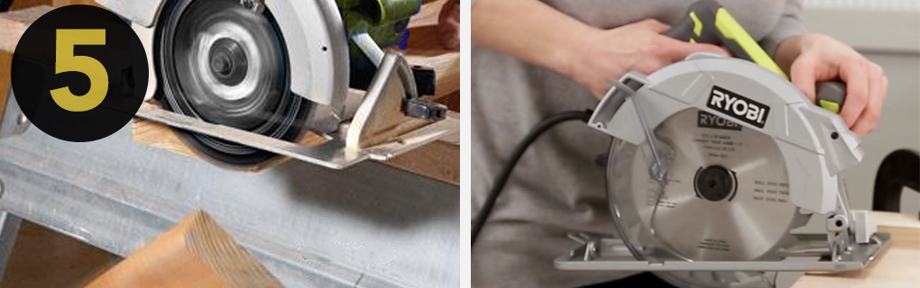 5.当你完成切割时，刀片护套应该自动降低到它的安全位置。即使是一个功能齐全、维护良好的工具，也可能导致返回机构被碎片堵塞。在你试图清除碎片之前:—确保刀片已经完全停止工作—确保刀片有机会冷却—工具已拔掉插头(或电池已拔掉)